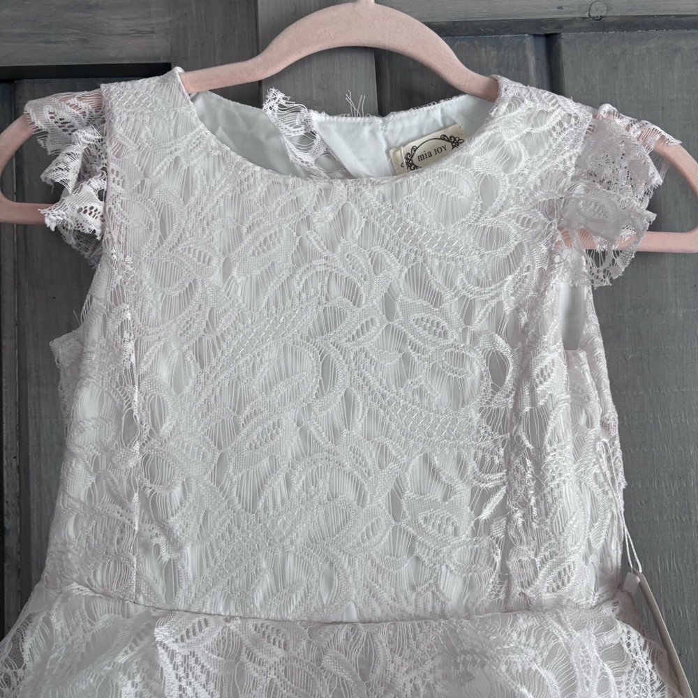NWT Joyfolie Azalea Dress White Cream Lace Tiered Gown Flower girl wedding - Picture 9 of 10